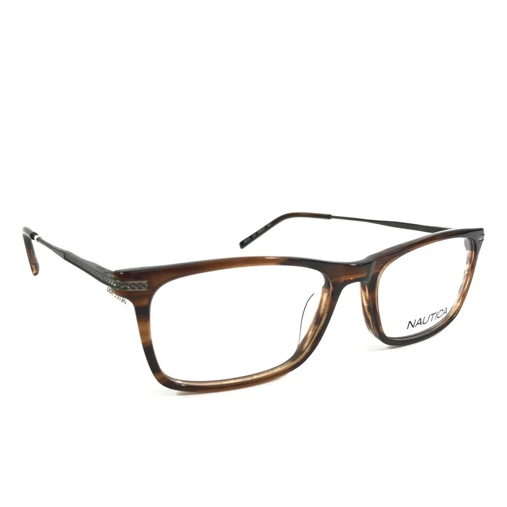 Nautica Eyeglasses Frames N8157 221 Brown Horn Rectangle Full Rim 54-17-140